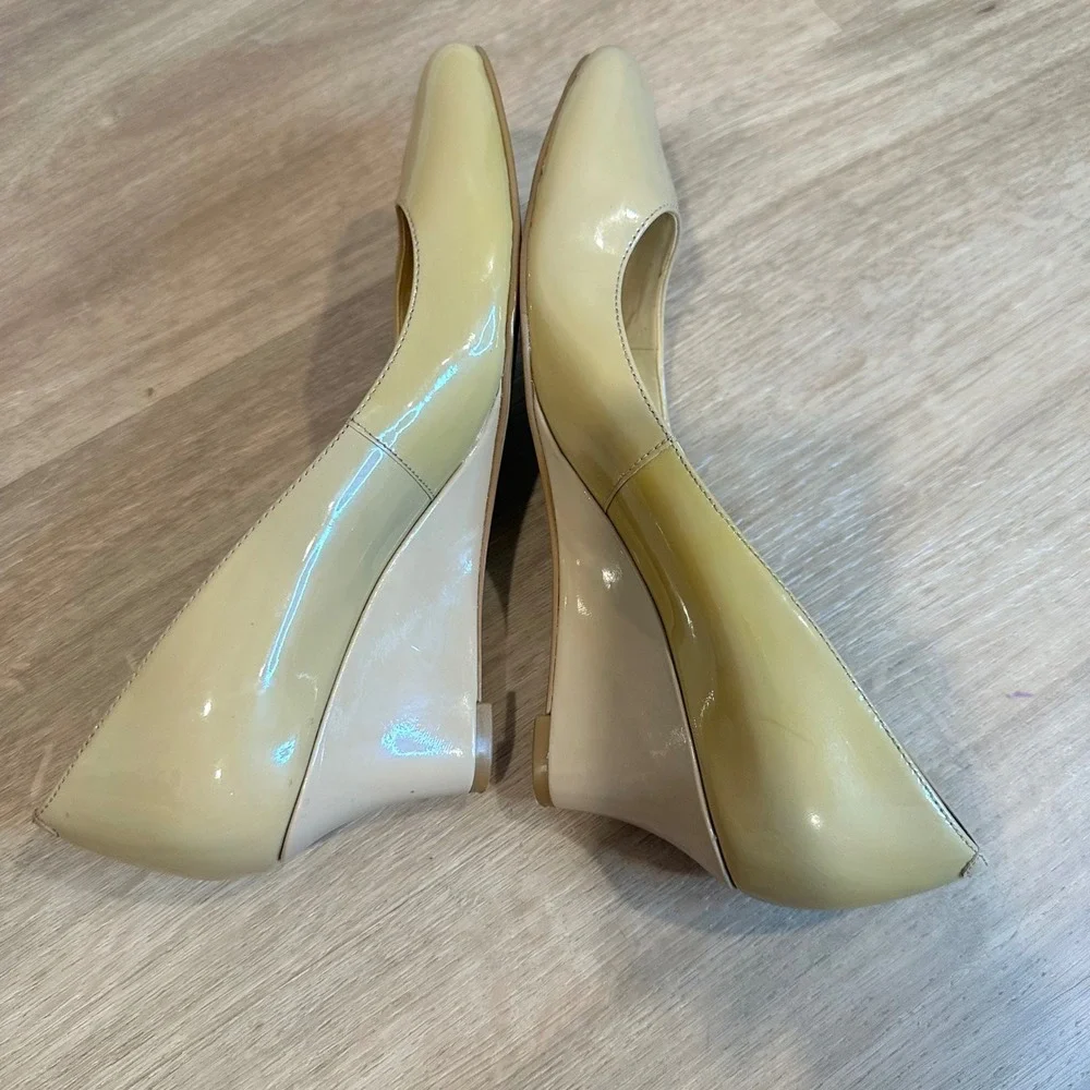Cole Haan Wedge Pump Womens 7.5 Multi Nude Patent Leather Grand Signature Office